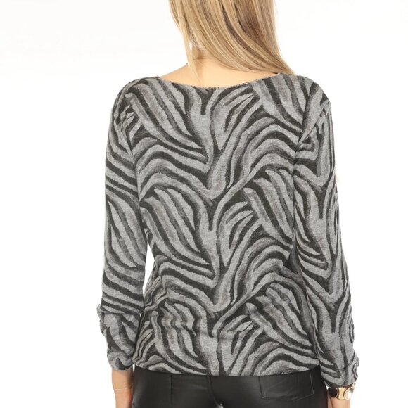 Grey & Black Zebra Print Top - Picture 3 of 8